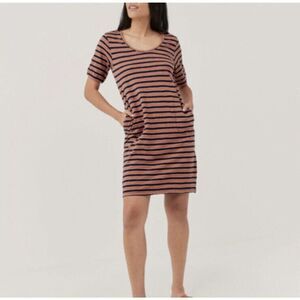 Pact Organic Women Summer Dress Size Medium M Harvest Striped Organic Cotton NEW